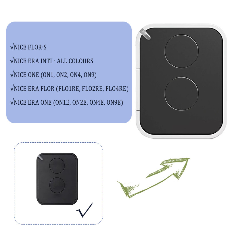 2PCS Door Remotes for Nice Era One ON1E ON2E ON4E INTI1 INTI4