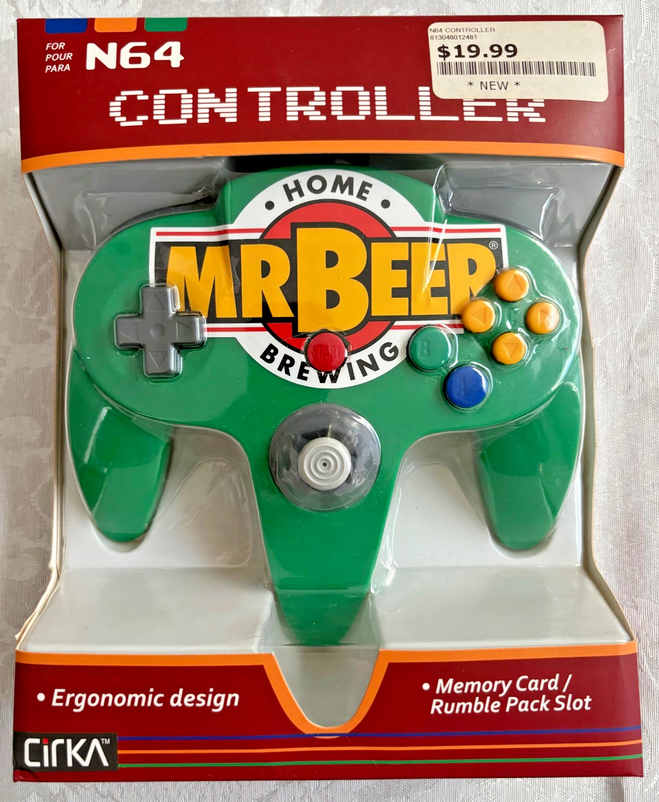 Cirka N64 Wired Controller Green Ergonomic Nintendo 64 Console Platform Mr Beer