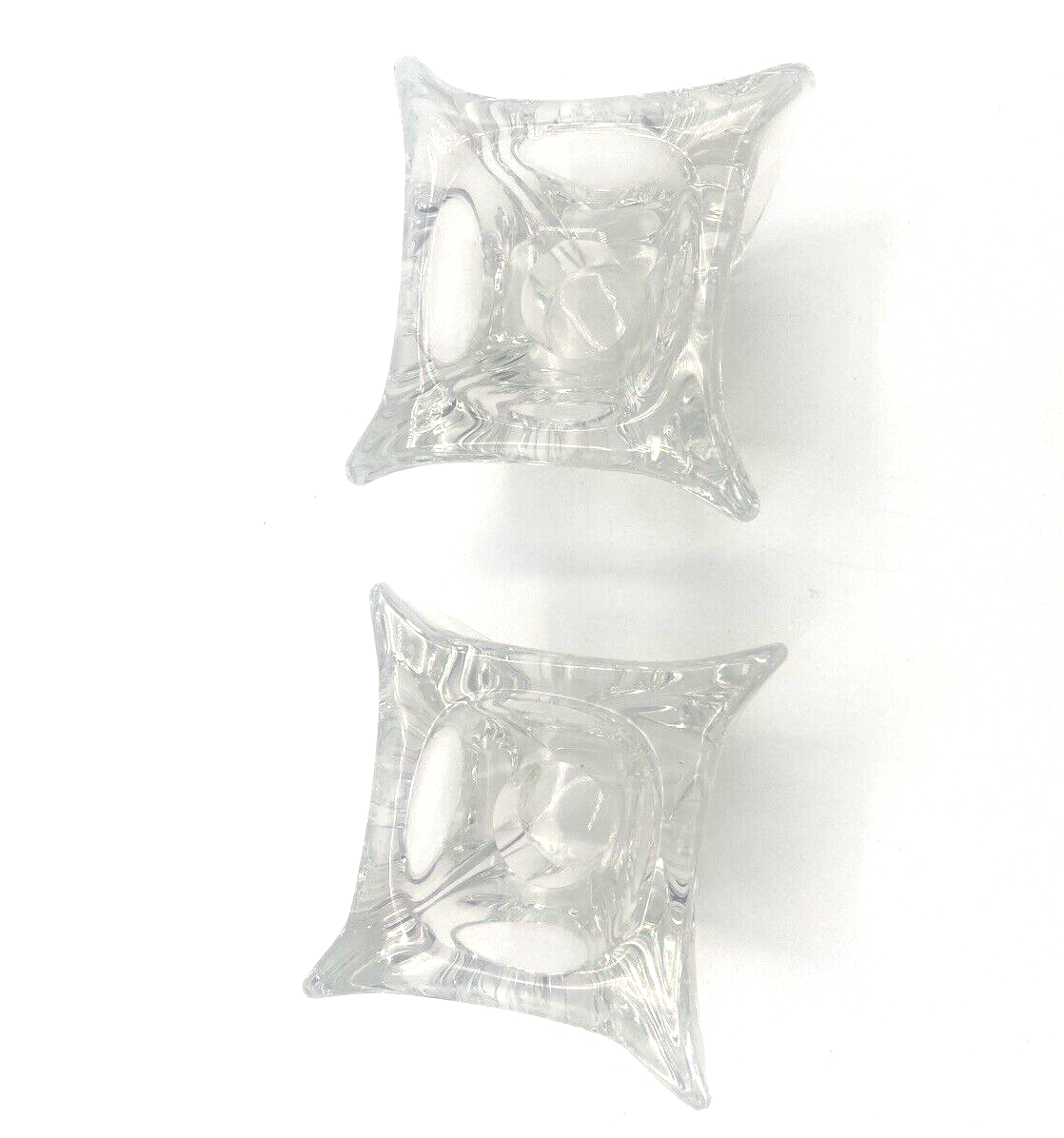 Glass Crystal Taper Candle Holders Square Cube 2”3” Wide