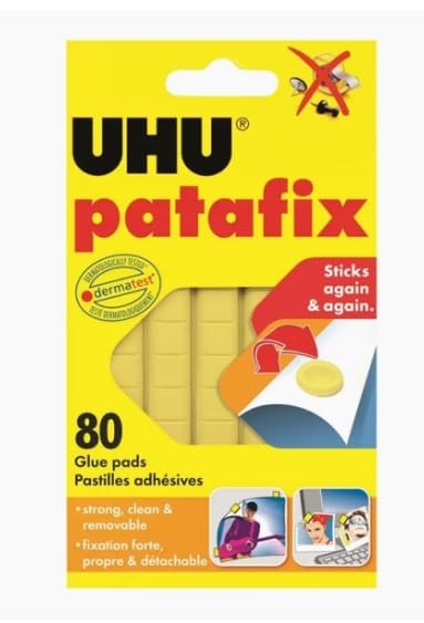Tac Patafix Yellow – Removable & Reusable Adhesive Pads | 80 Pieces | Multi-P...