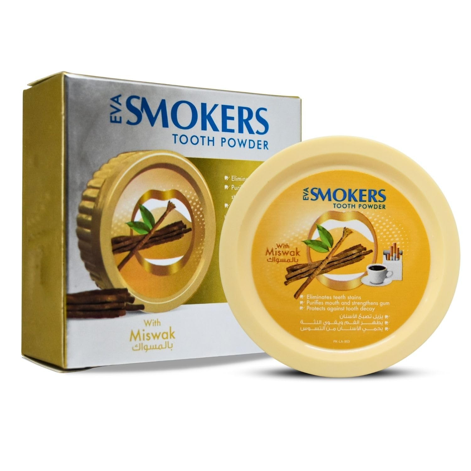Eva Smokers Tooth Powder with Miswak Flavor 1.41 Ounce (Pack of 1)