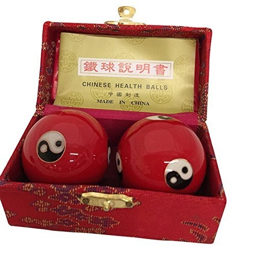 Baoding Balls Chinese Health Massage Exercise Stress Balls - Red Yinyang #3 by