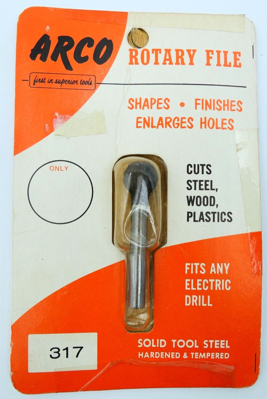 RARE Vintage Arco Rotary File No.317 Shapes, Finishes, Enlarges Holes NOS