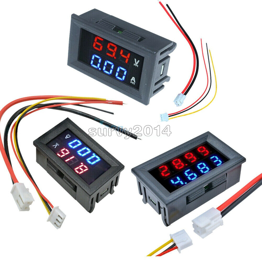 DC 100V 10A/50A Voltmeter Ammeter Dual LED Digital Volt Amp Meter Gauge 3/4 Bit