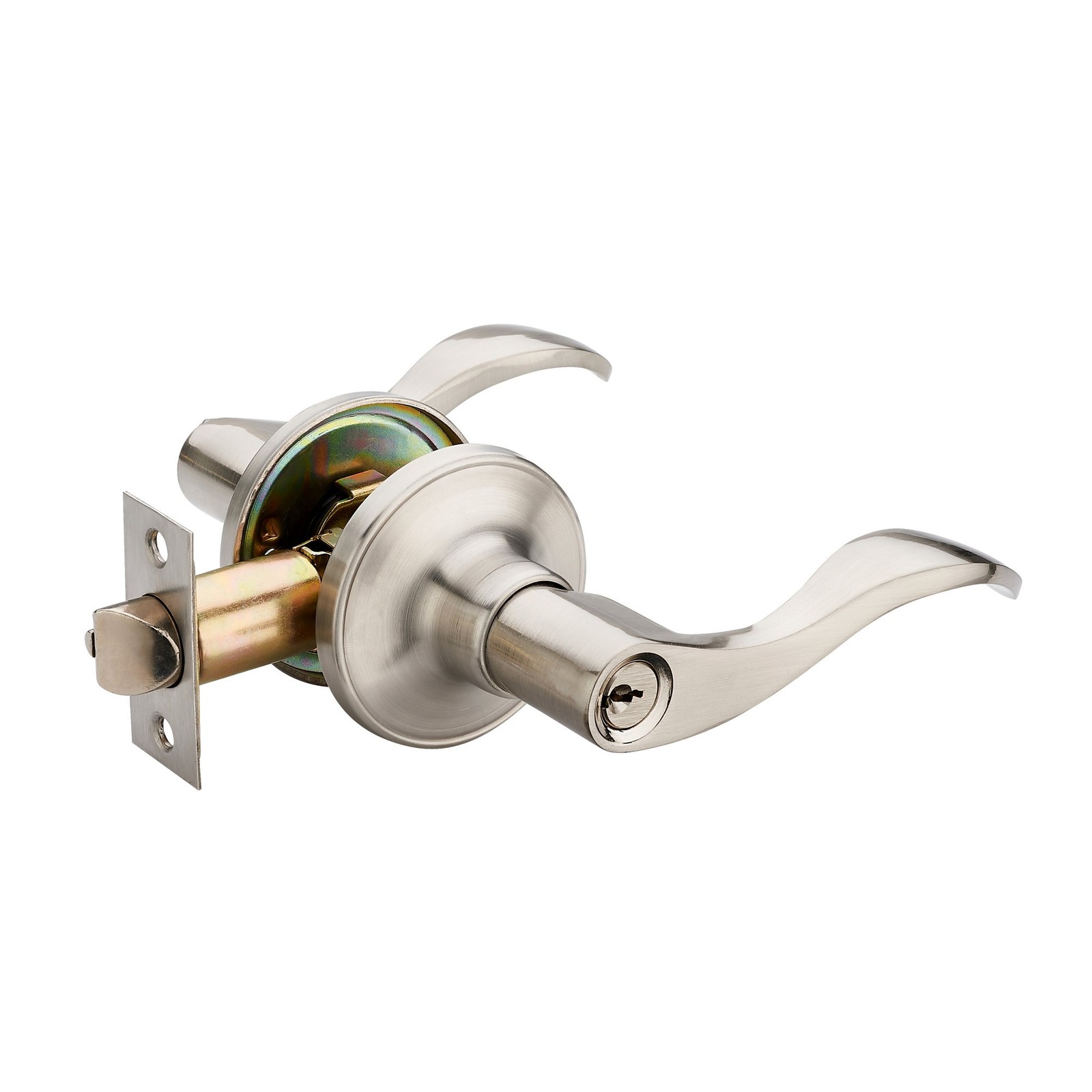 1 Pack of HENYIN Wave Lever Keyed Entry Door Lock/Door Knob 1 Pack, Silver