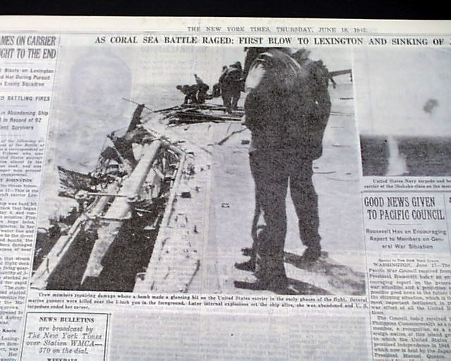 USS LEXINGTON SINKING Battle of the Coral Sea & Midway Carriers 1942 WWII News