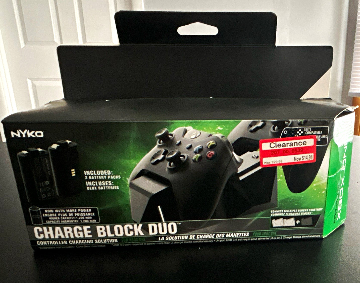 Nyko Charge Block Duo Charging Dock for Xbox One/S/X Controllers, Black