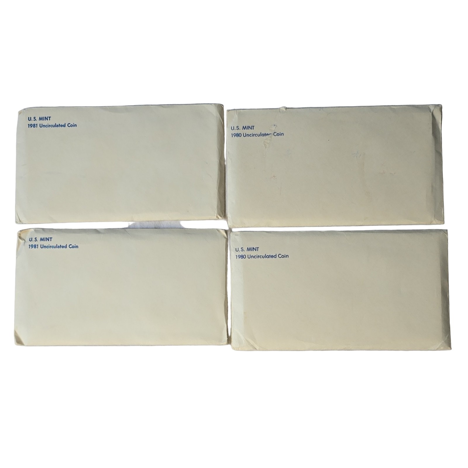 U.S. Uncirculated Coin Set 1980 1981 Lot of 4 Original Envelopes + Paperwork
