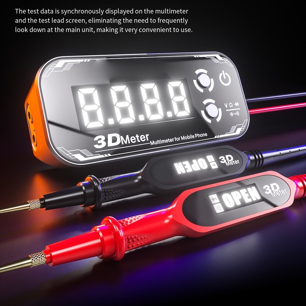 3D Meter Digital Multimeter with Triple Screen Display and 2000mAh