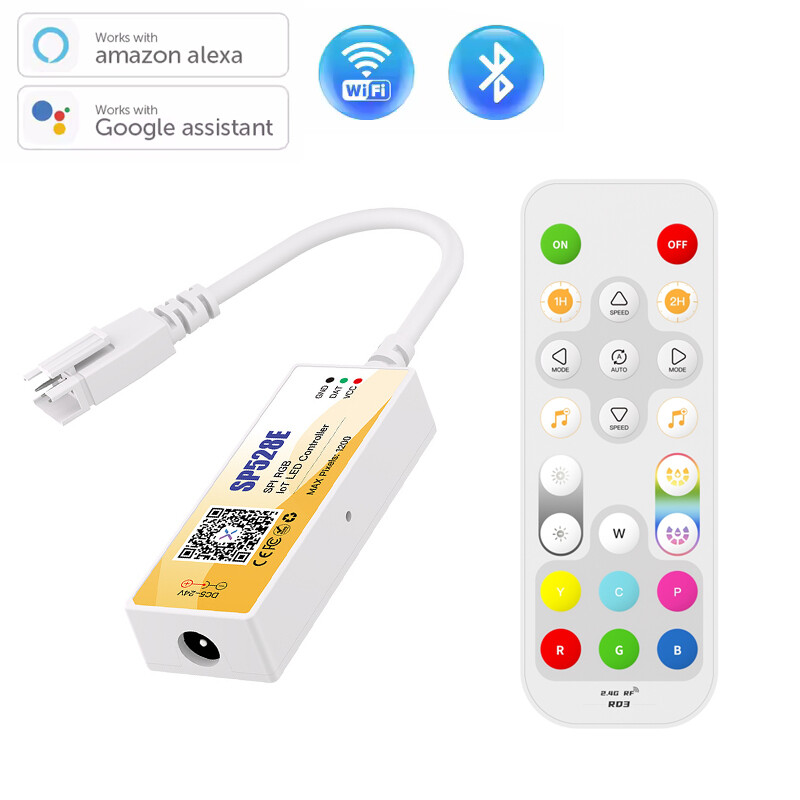 RGB WS2811 IoT LED Controller SP528E Alexa Google Home Remote Light Strip 5-24V