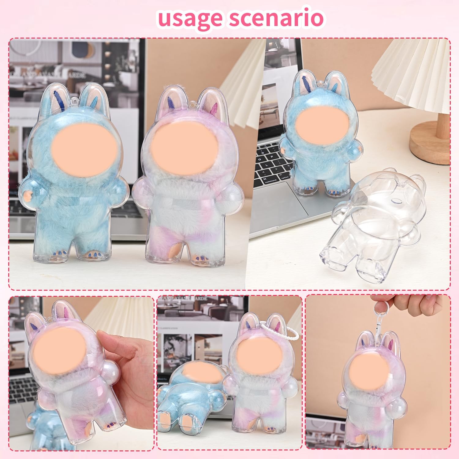 2PCS Protective Case Compatible with LABU Doll,Storage Pouches PVC Bag