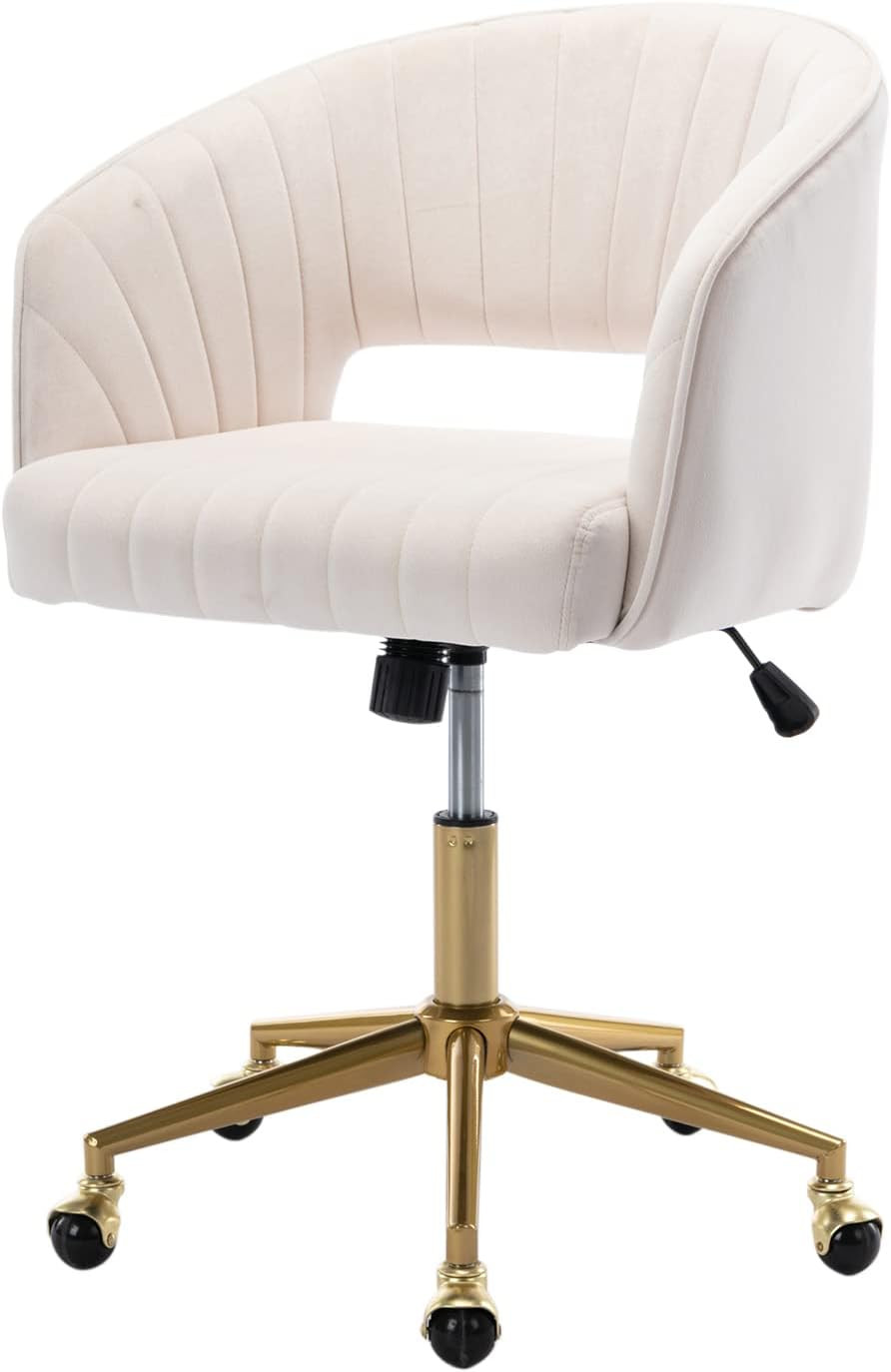 Velvet Office Desk Chair, Upholstered Home Office Desk Chairs with Adjustable Sw
