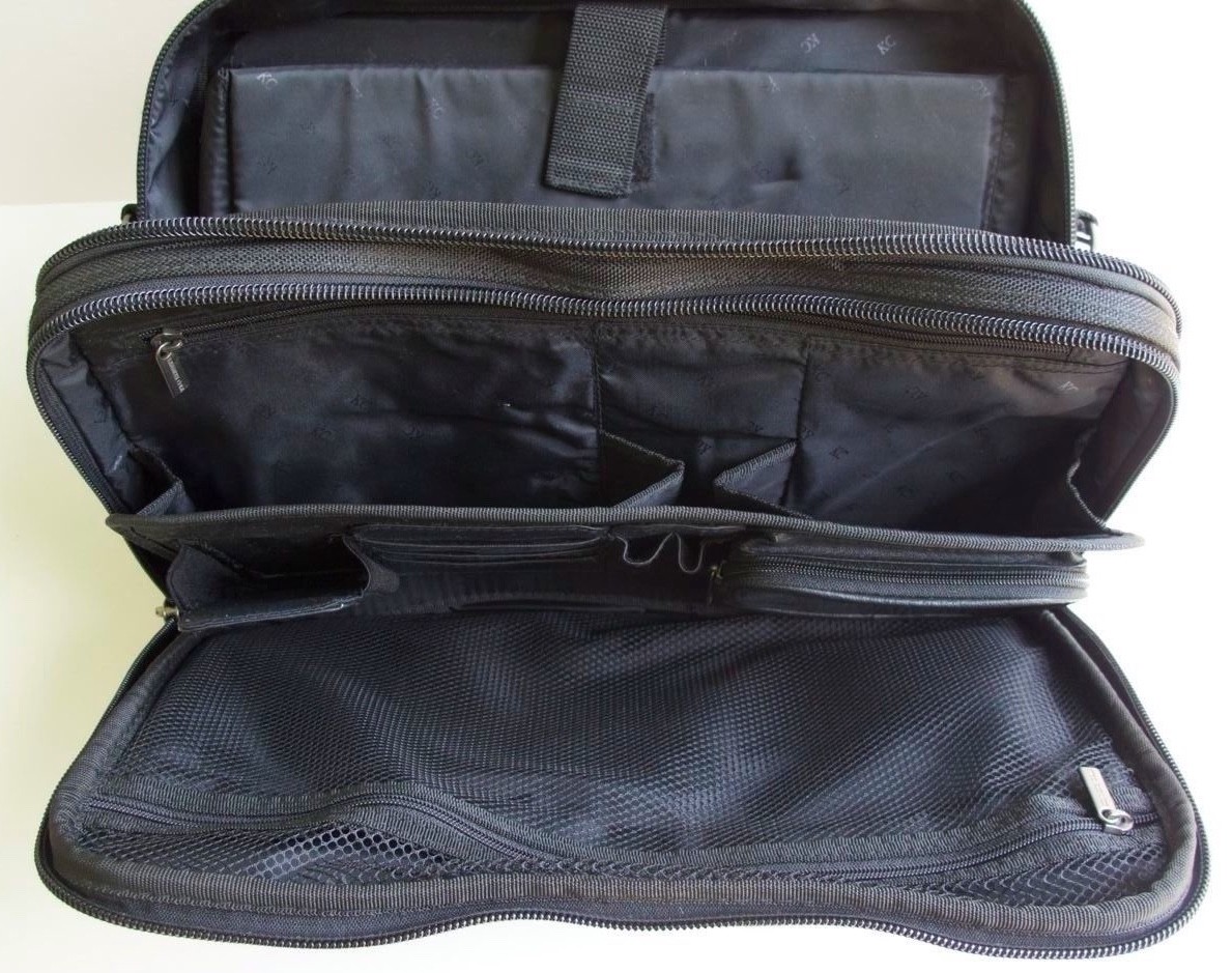 KENNETH COLE BLACK LAPTOP NYLON SATCHEL BRIEFCASE FOR COMPUTER IPAD