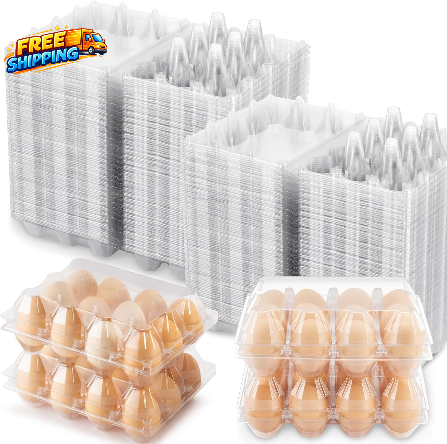 100 Packs Egg Cartons Cheap Bulk Plastic for 12 Eggs Clear Egg Cartons 3 * 4