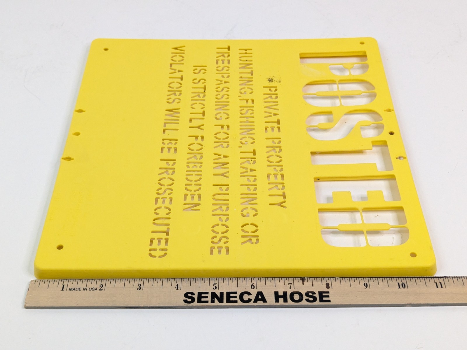 Private Property Hunting Fishing Trespassing Plastic Stencil Sign 11x11 Yellow