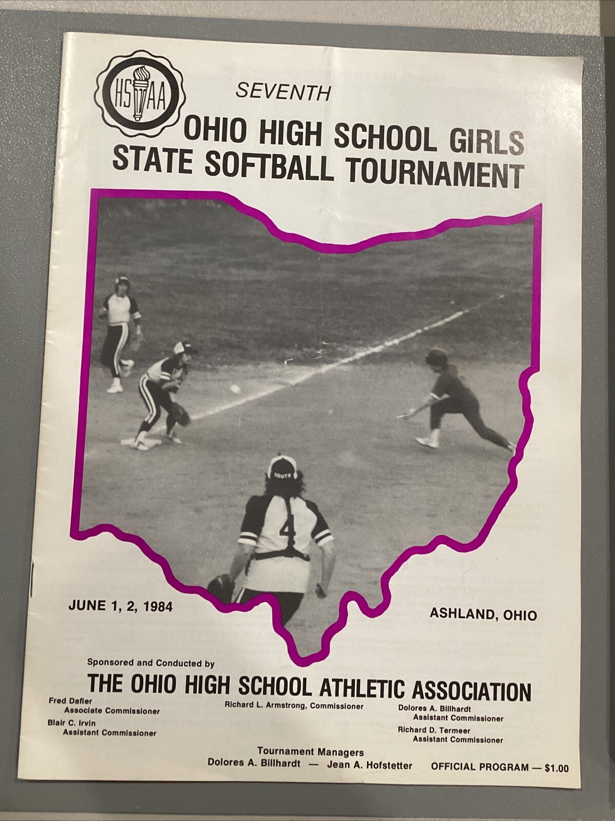 1984 Ohio High School Girls State Softball Tournament Program Ashland Ohio