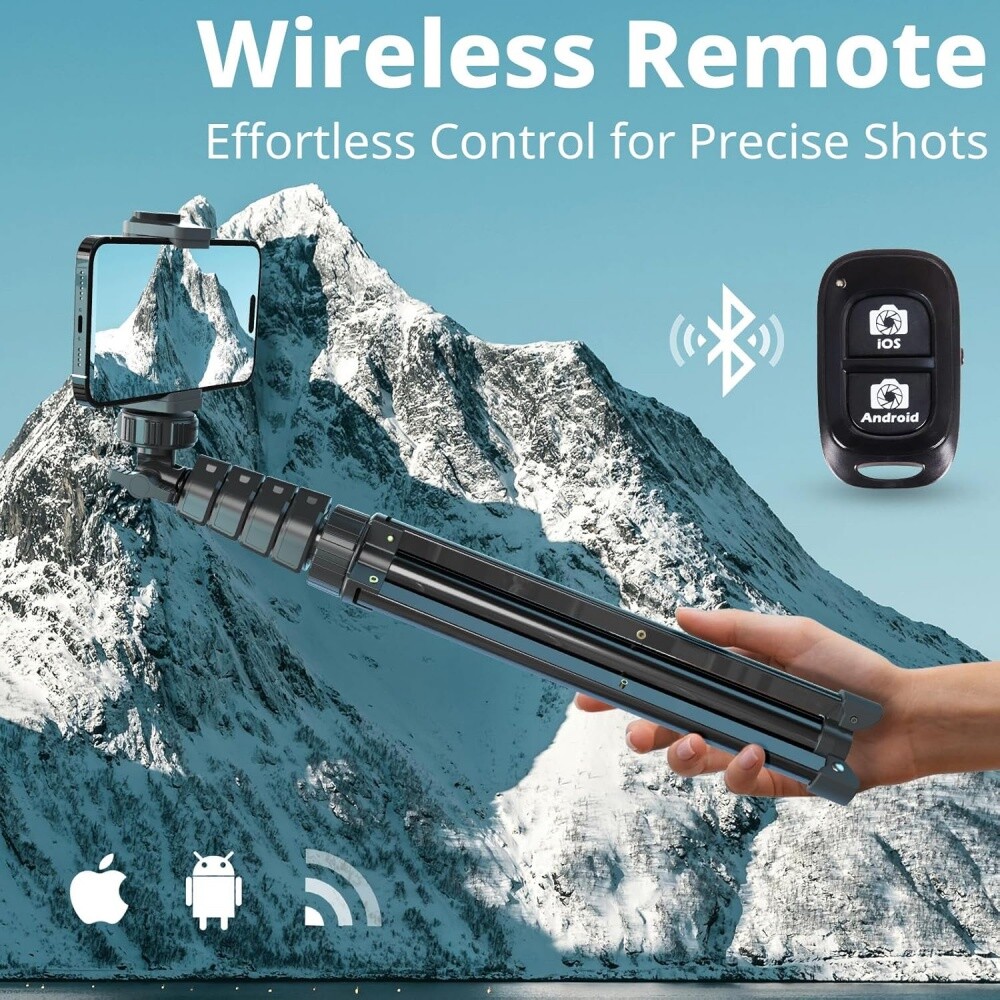 62" Universal Selfie Stick Tripod Stand Bluetooth Remote for Cell Phone Camera