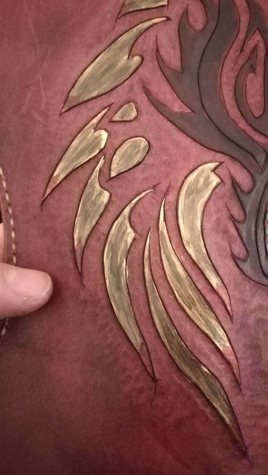 Handmade Dragon Engraved Leather Headlight. Archery.
