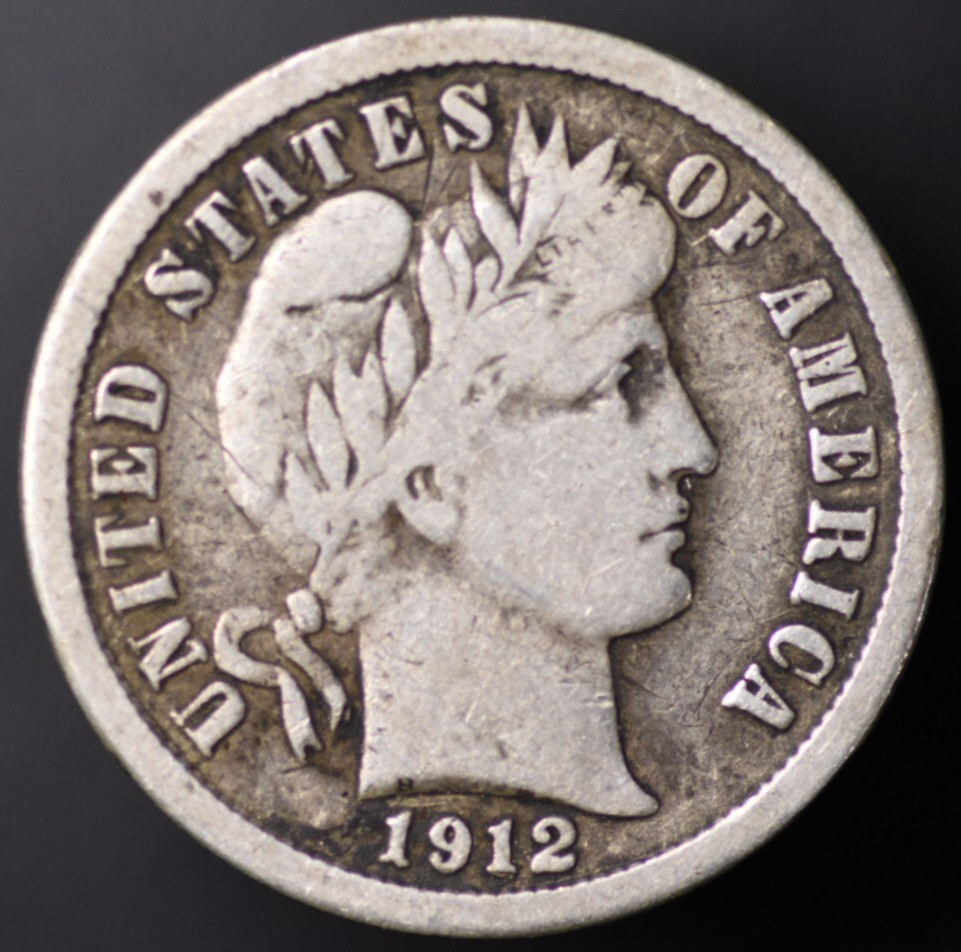 1912-P Barber Dime XF 90% Silver Nice Coin! (#6353)