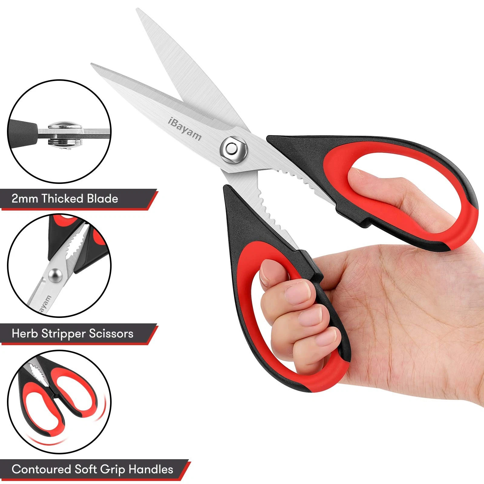2 Pc Kitchen Scissors Heavy Duty Stainless Steel Multi Purpose Shears With Cover