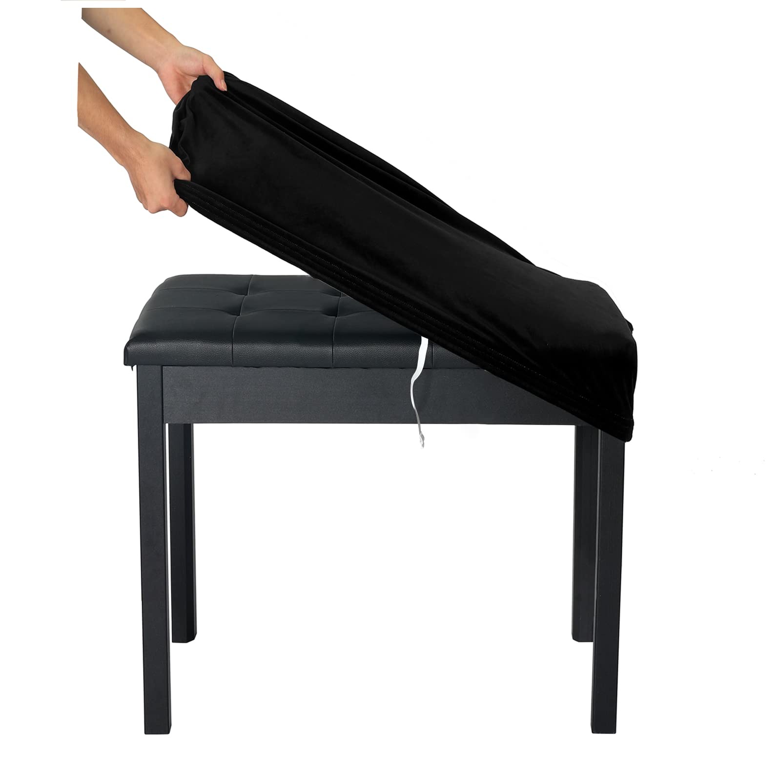 Soft Velvet Piano Bench Cover, (20"- 26.5") L x (11.8"- 15.7") W Rectangle St...