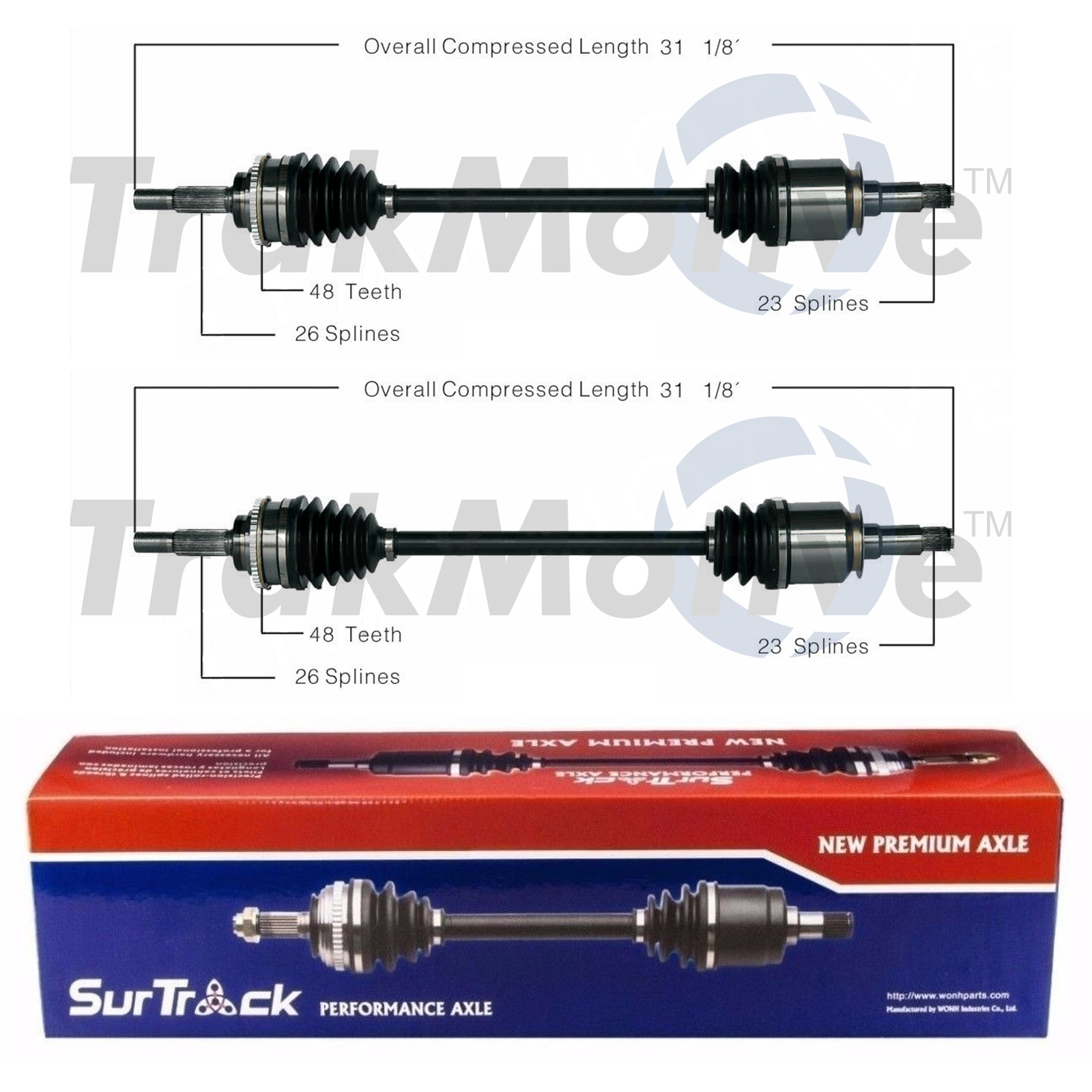 SurTrack Pair Set of 2 Rear CV Axle Shafts For RX330 RX350 Highlander AWD