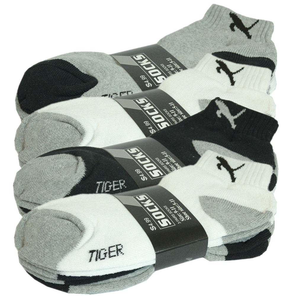 Cat 6 Pairs For Mens Ankle Quarter Crew Athletic Sports Socks Cotton Size 10-13