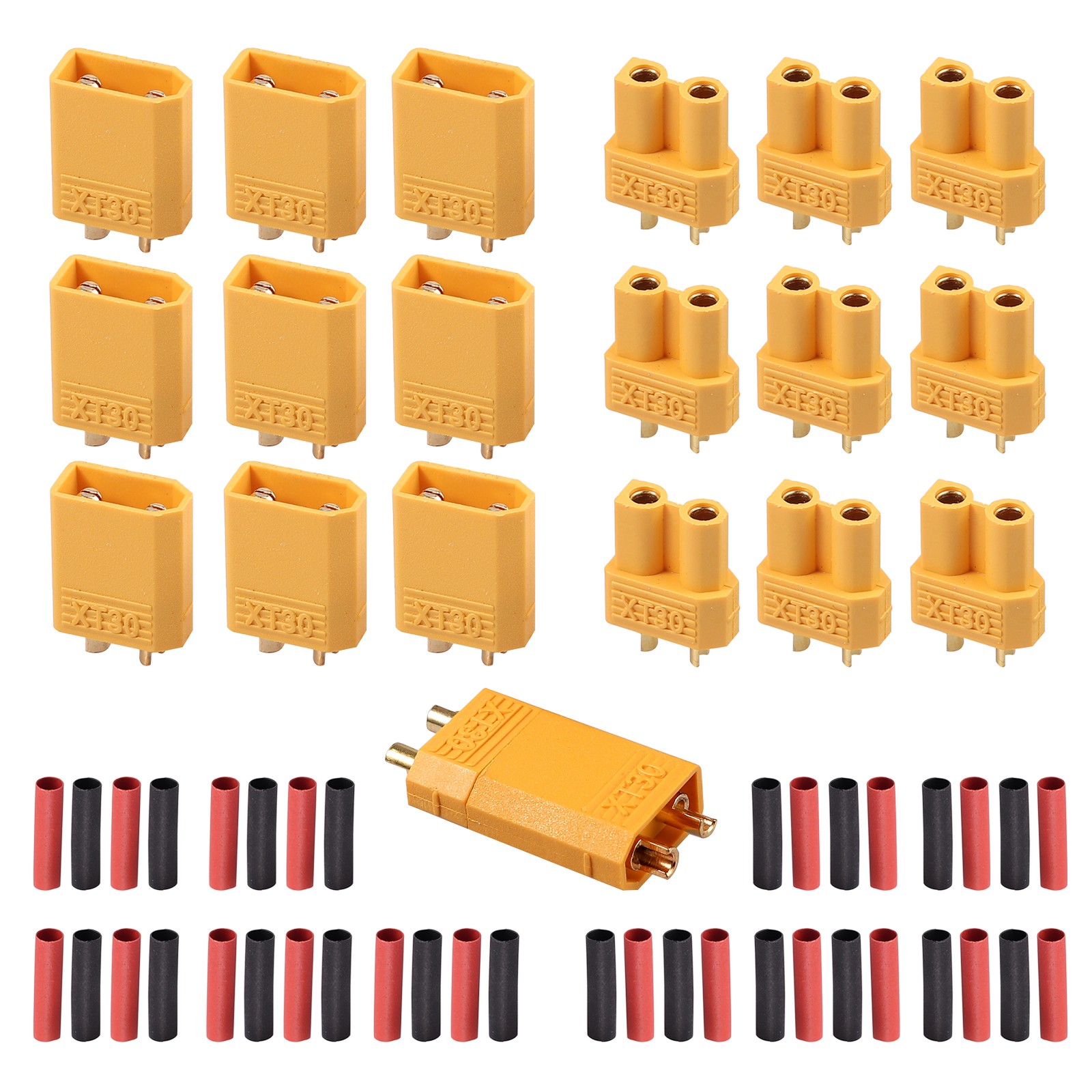 20X XT30 M/Female Bullet Connectors Power Plugs+Heat Shrink for RC Lipo Battery