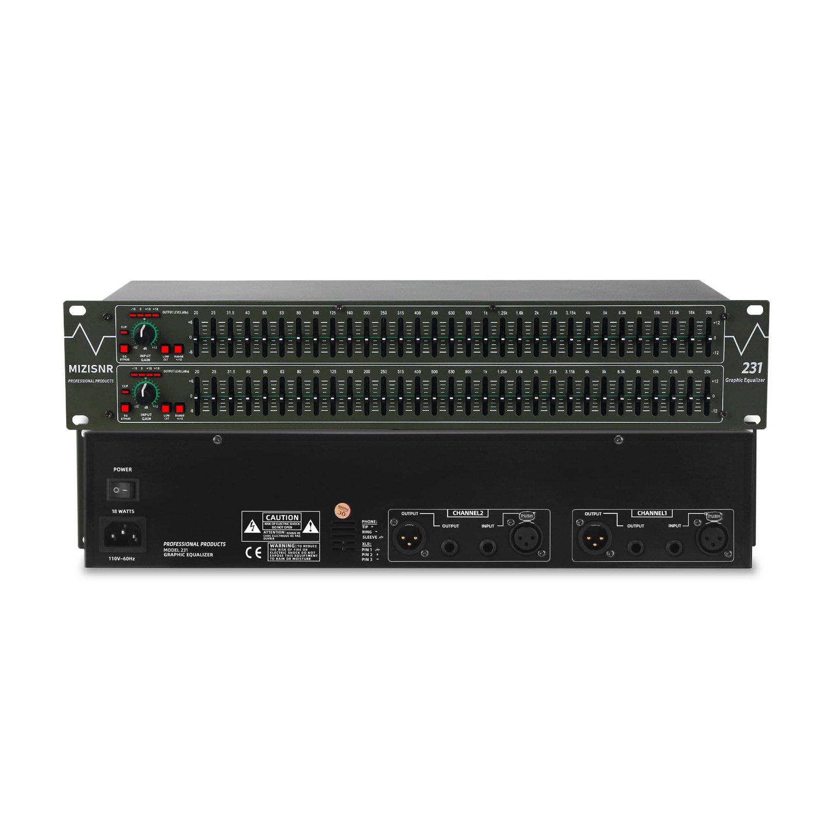 Graphic Equalizer 31-Band Stereo EQ for Home Audio, Dual Channel Professional DJ