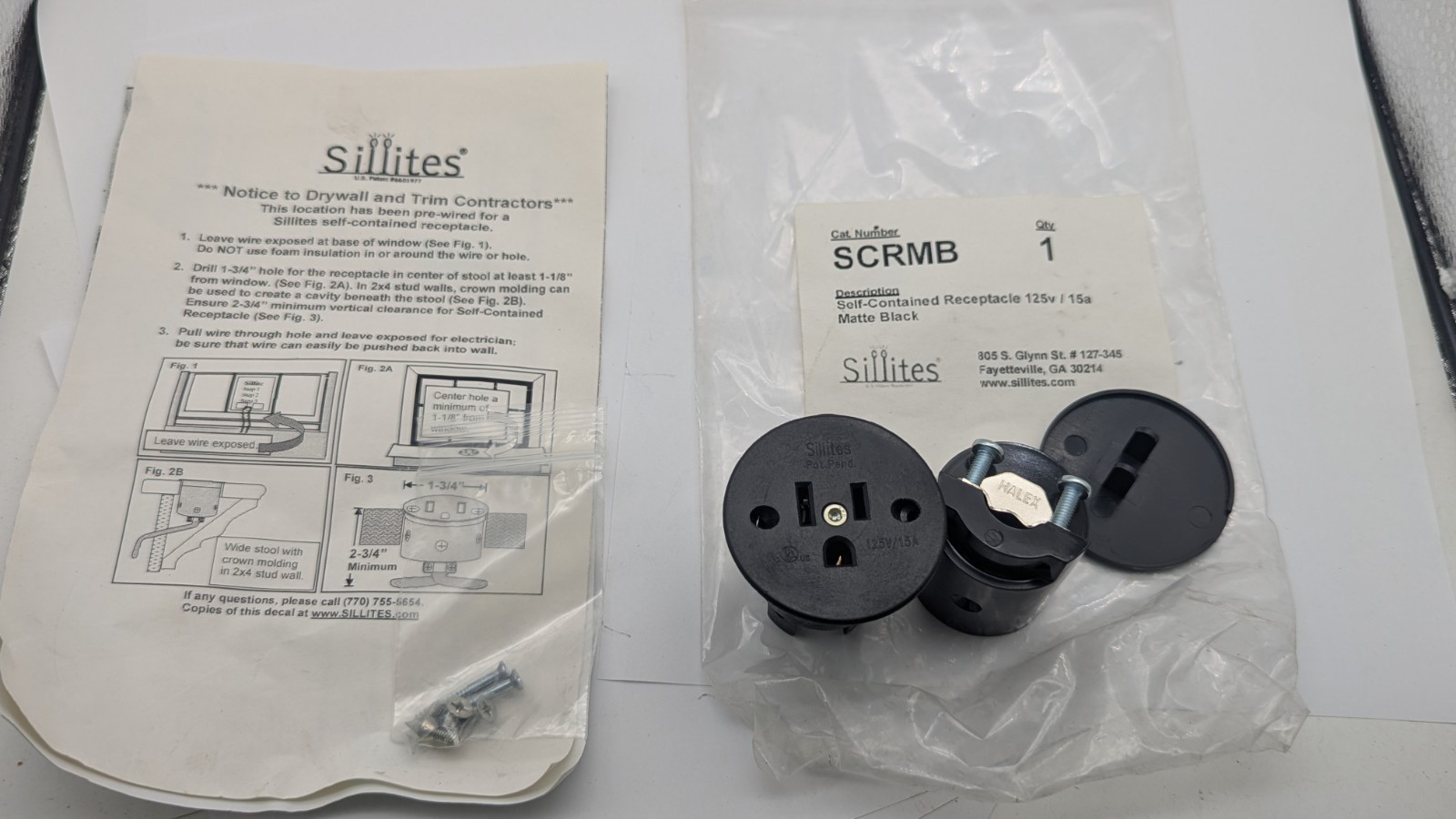 Sillite SCRMB SELF-CONTAINED RECEPTACLE WINDOW SILL TABLE CABINET 125V 15AMP