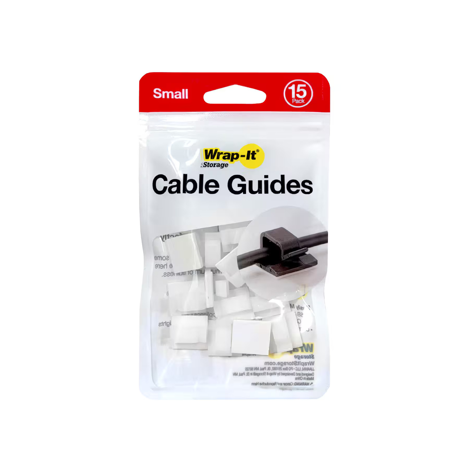 Wrap-It Storage - Cable Guides - Small (15-Pack) Adhesive Backed Cable and Wi...
