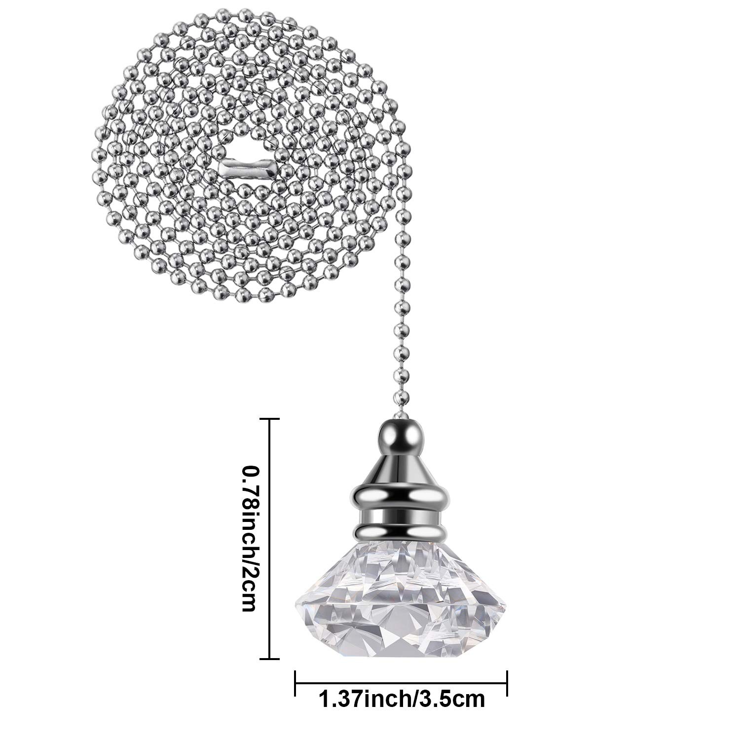 JOVITEC 2 Pieces Light Pull Chain Extension One Size, Transparent Color