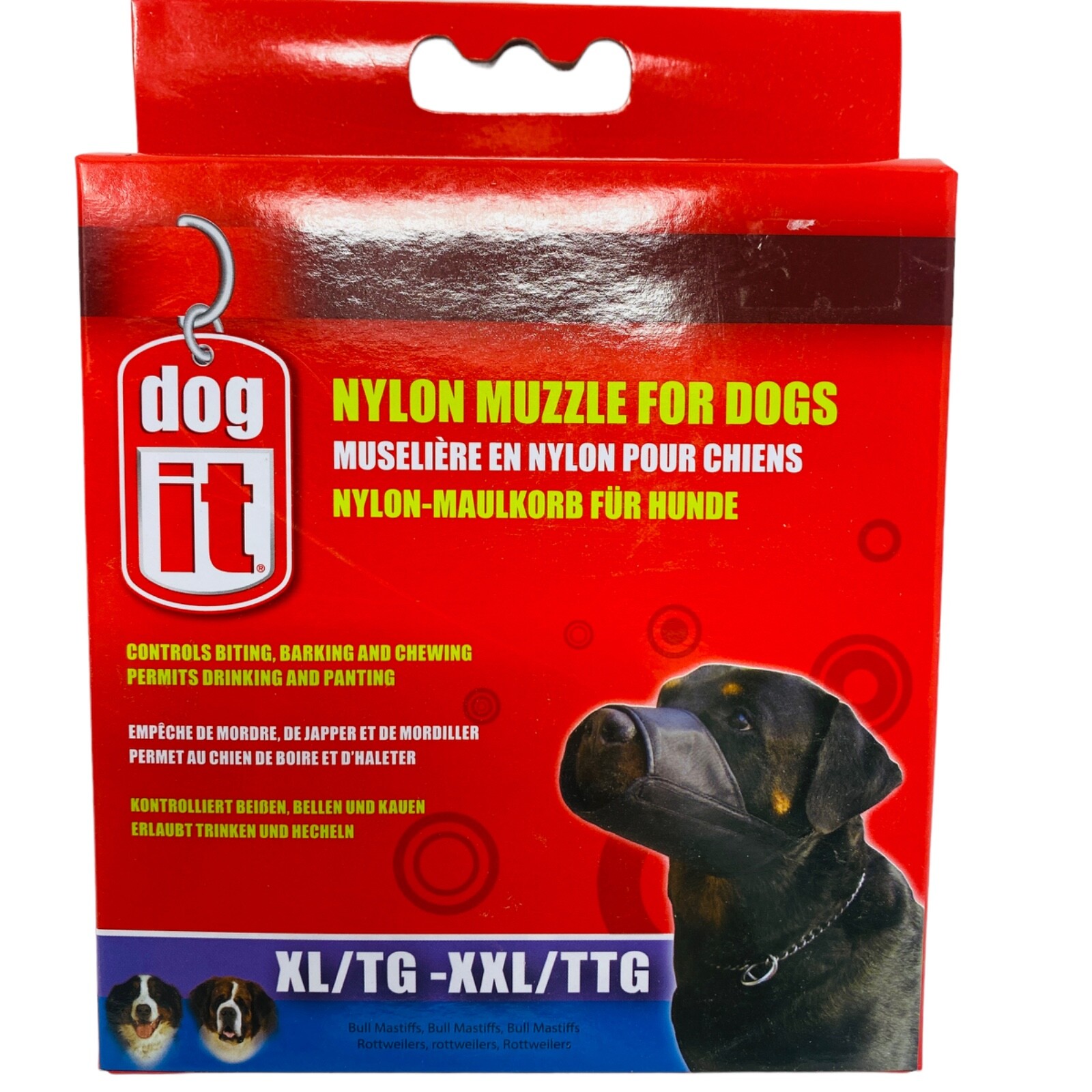 Dogit Soft Nylon Dog Muzzle Black XL/XX-Large 10 inch