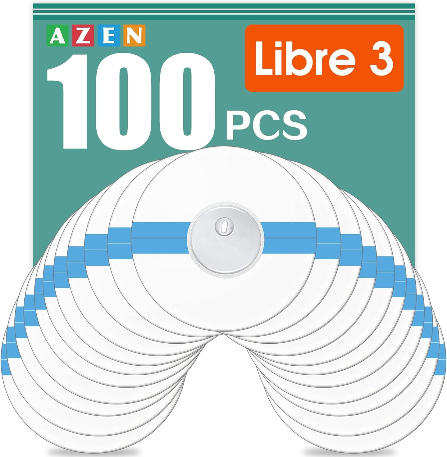 100 Pack Freestyle Sensor Covers for Libre 3, Waterproof Adhesive Patches, Water