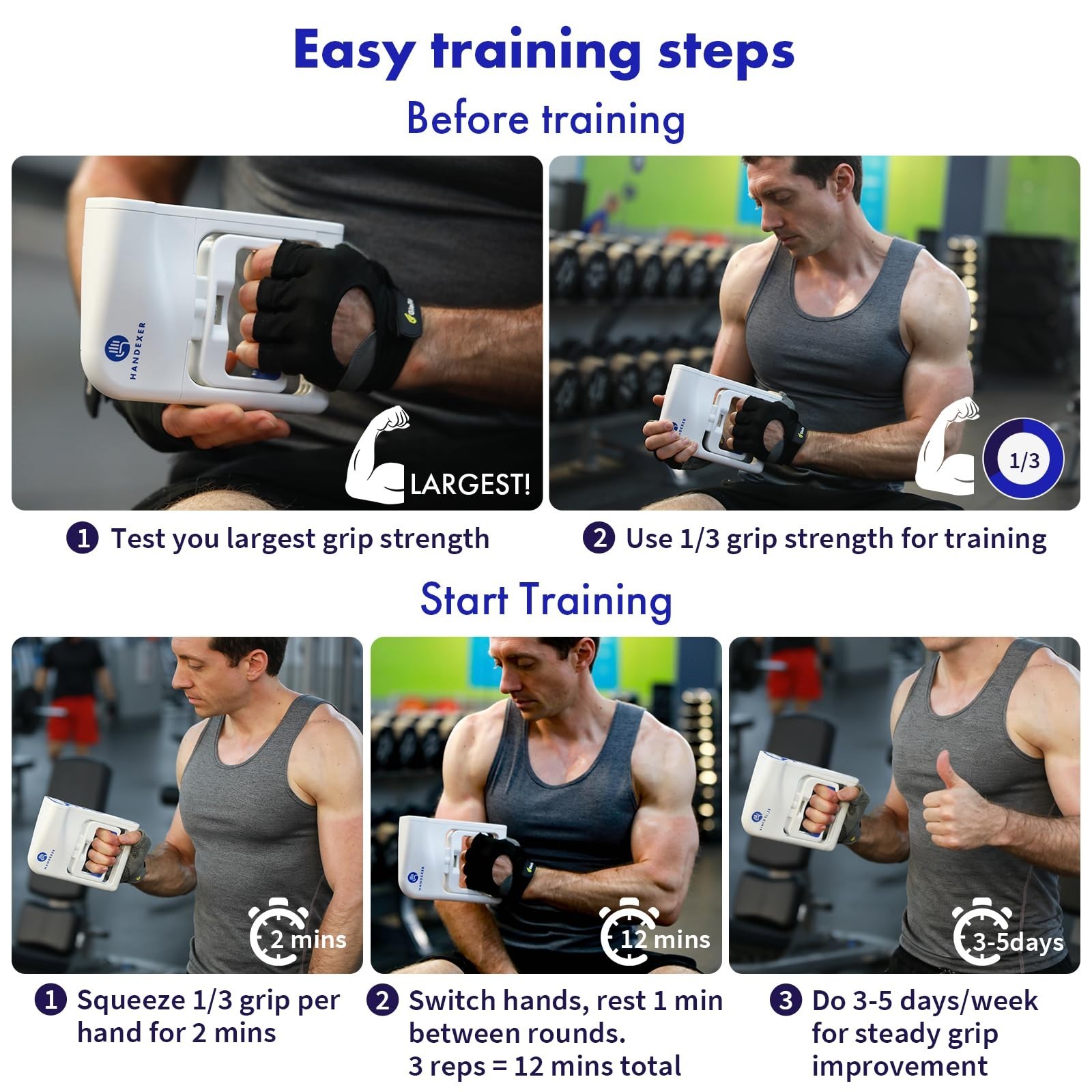 Digital Grip Strength Tester 265 lb Capacity, Accurate Hand Dynamometer, LCD Dis