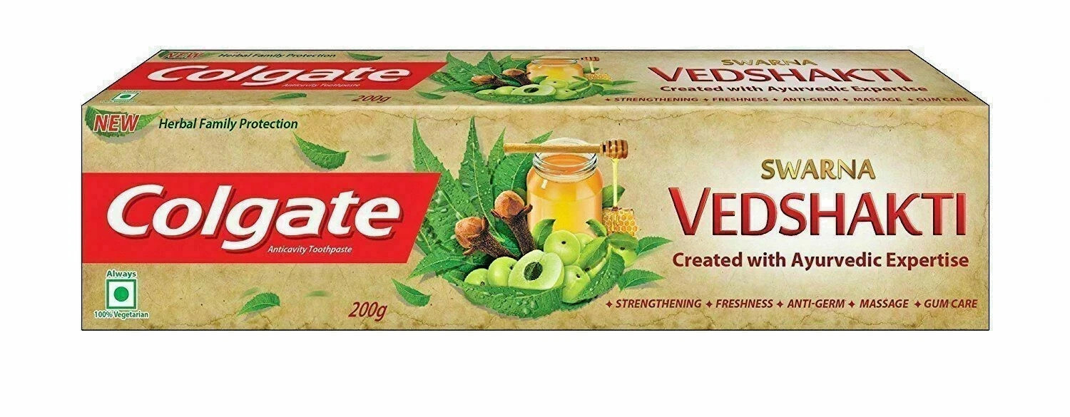 Colgate Swarna Vedshakti Herbal Toothpaste 200gm/ 7.05Oz Free DDP Ship to USA