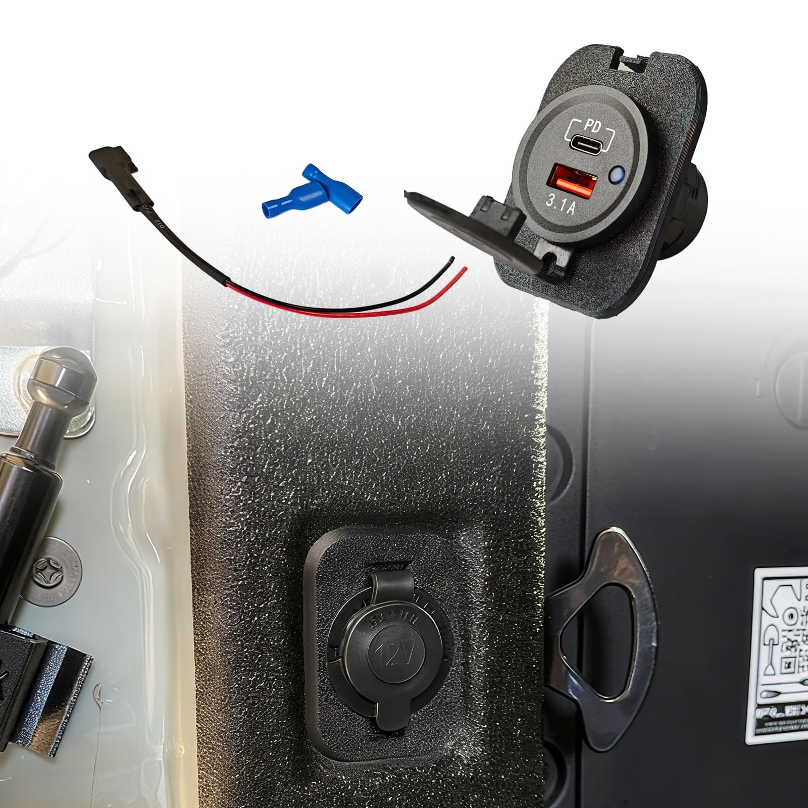 12v Bed Outlet for Ford Maverick Flexbed (2022+), Cigarette Socket kit or USB...