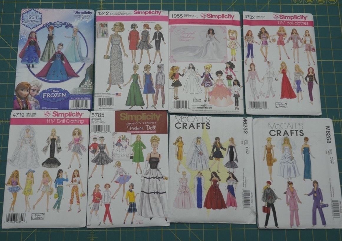 Barbie Clothes Pattern Simplicity 1234 1242 1955 4702 4719 5785 McCall6232 6258