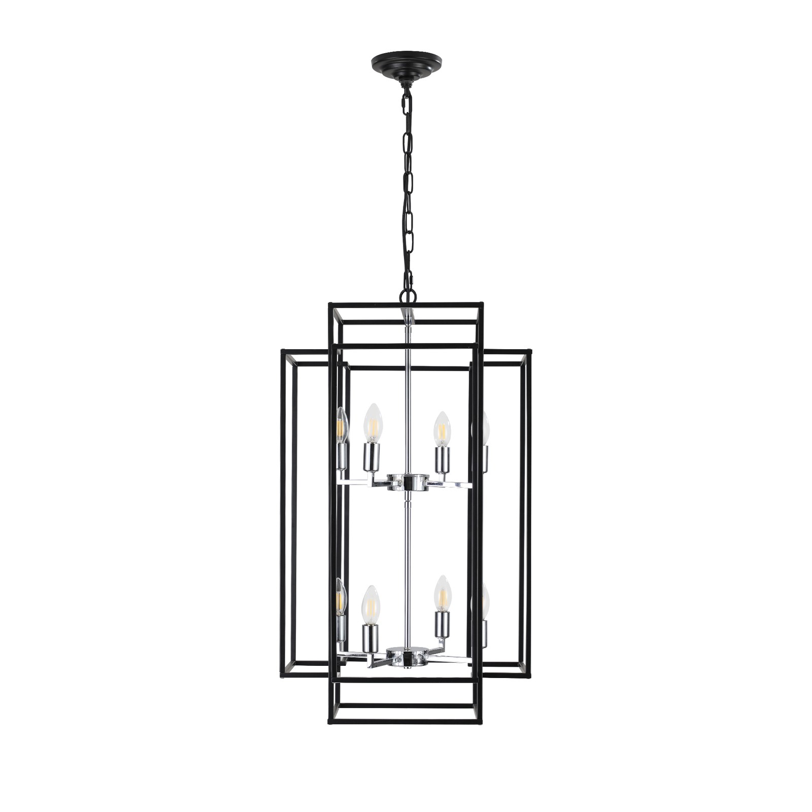 Industrial Pendant Light, Farmhouse Kitchen Island Fixture, 8 E12 Sockets