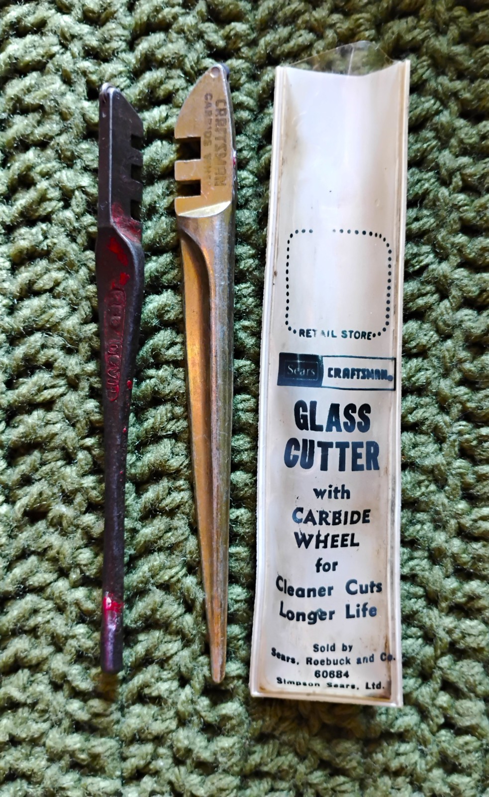 Vintage Craftsman Glass Cutter Carbide Wheel & Red Devil Glass Cutter USA