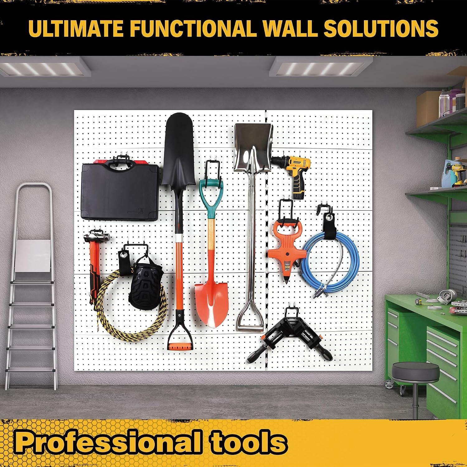 12-Piece Pegboard Hooks with Extension Straps, Heavy Duty Organizer Pegboard ...