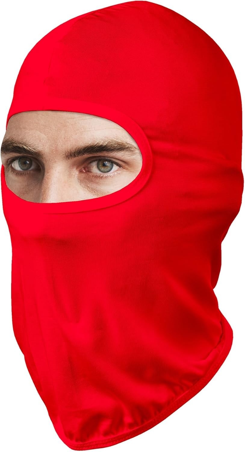 Comfortable Red Balaclava Face Mask - UV & Wind Protection for Active Lifestyles
