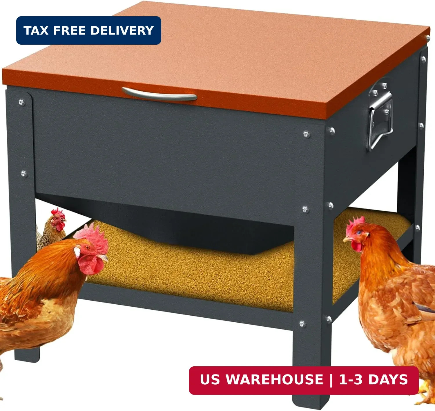 Automatic Chicken and Duck Feeder, 80 LBS Capacity Metal Chicken Feeder, Weather