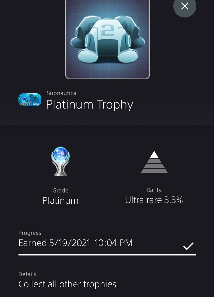 PlayStation Platinum Trophy Service Subnautica (PS4)