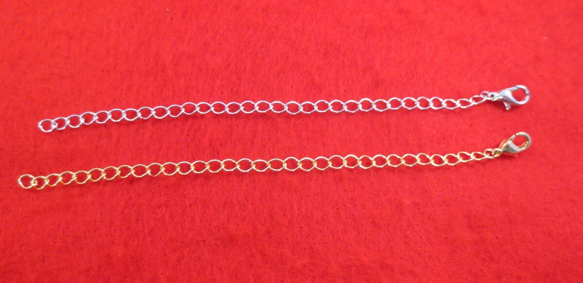 5 INCH 14KT GOLD & WHITE GOLD PLATED 4MM NECKLACE EXTENDER W/ LOBSTER CLAW SET
