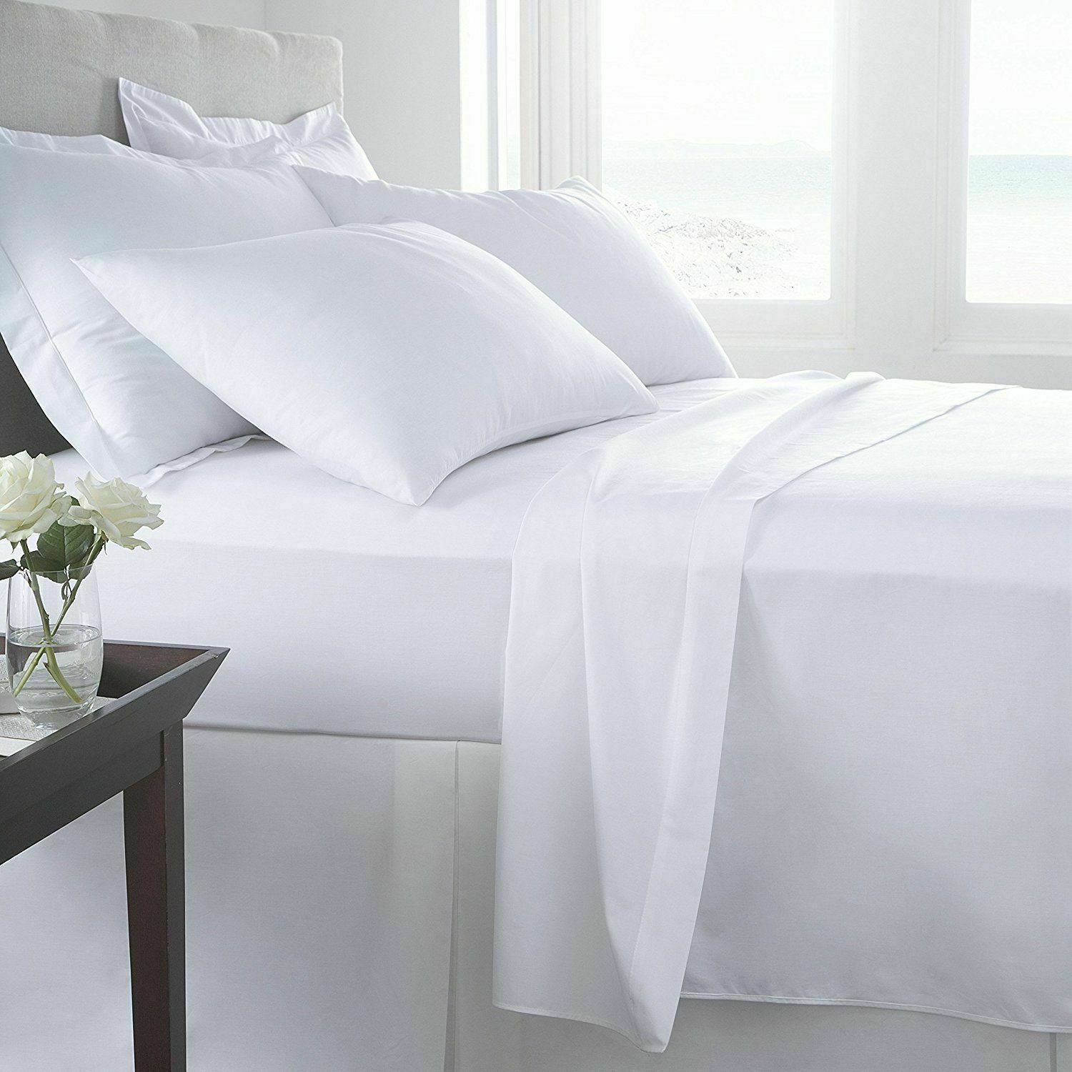 1000 Thread Count Best Bedding Set White Solid Choose US 14 Size Egyptian Cotton
