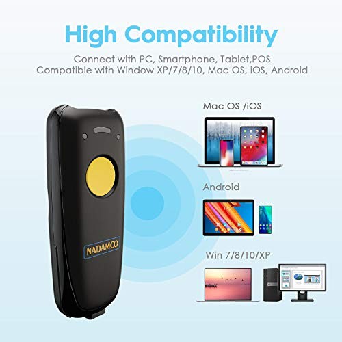 Wireless 2D Barcode Scanner Compatible with Bluetooth, 2.4G Wireless 2D Yellow