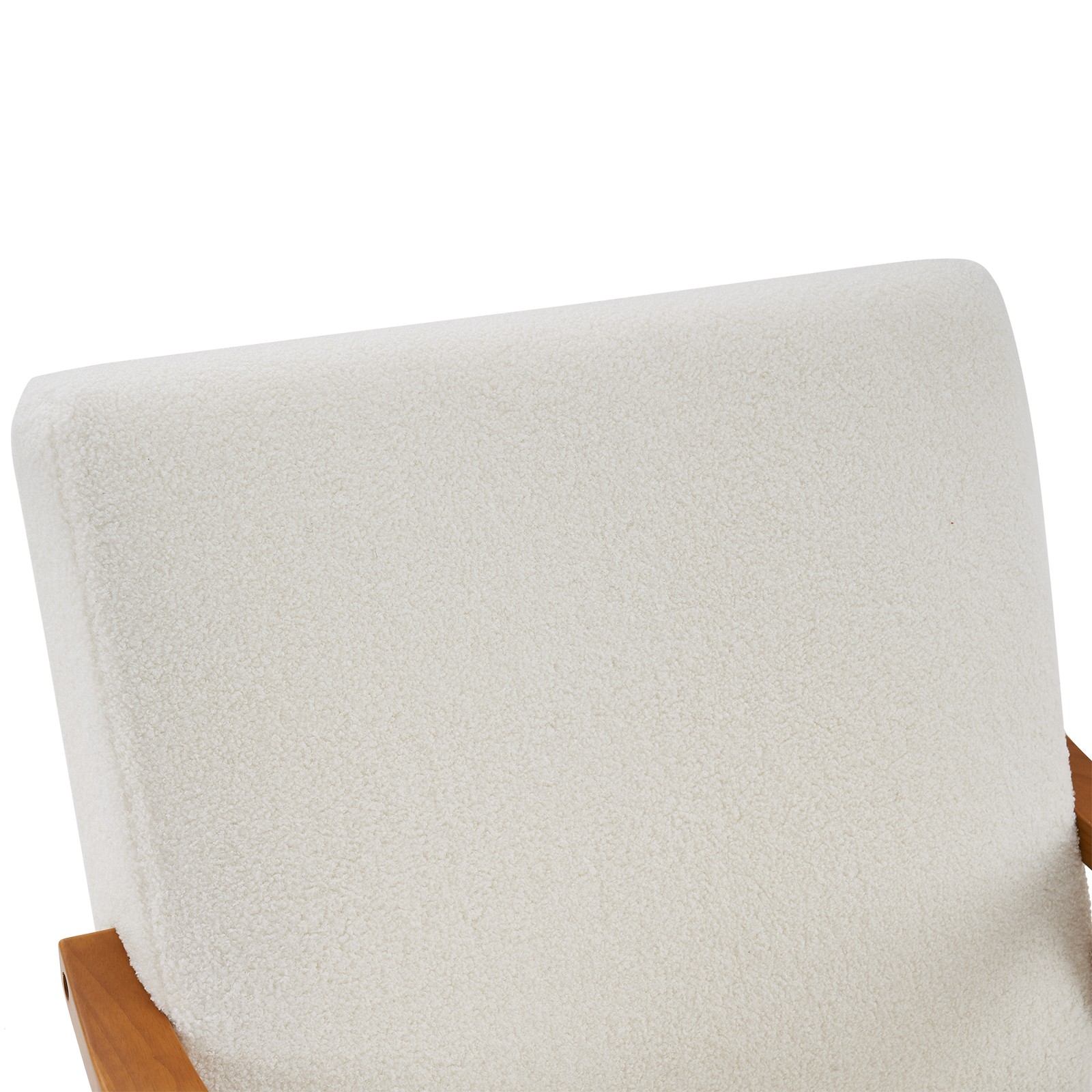 Wood Armrest Teddy Velvet Simple Single Indoor Lounge Chair Backrest Creamy