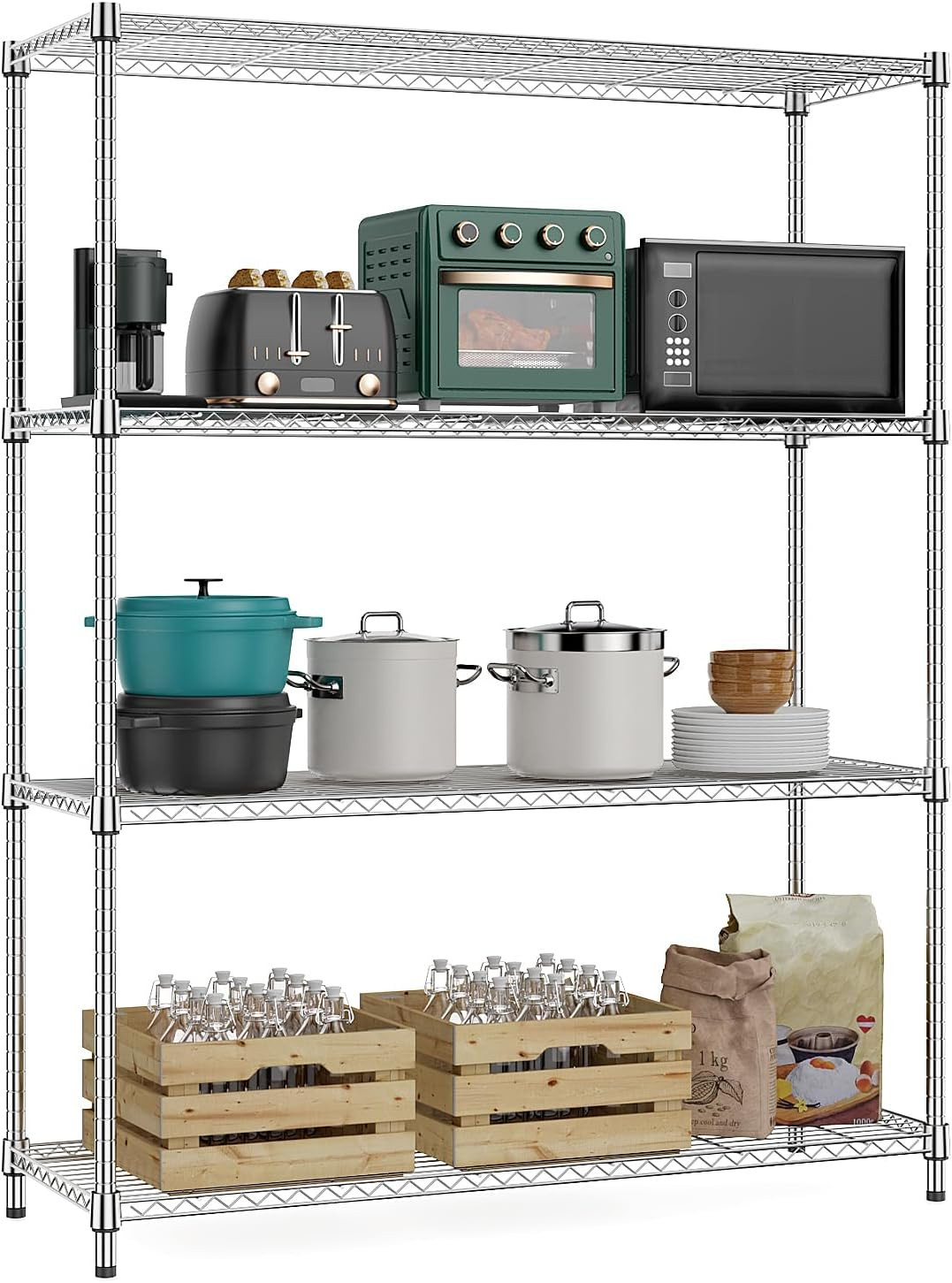 5-Shelf Storage Shelves,Wire Shelving Heavy Duty Metal Storage Shelving Unit Adj