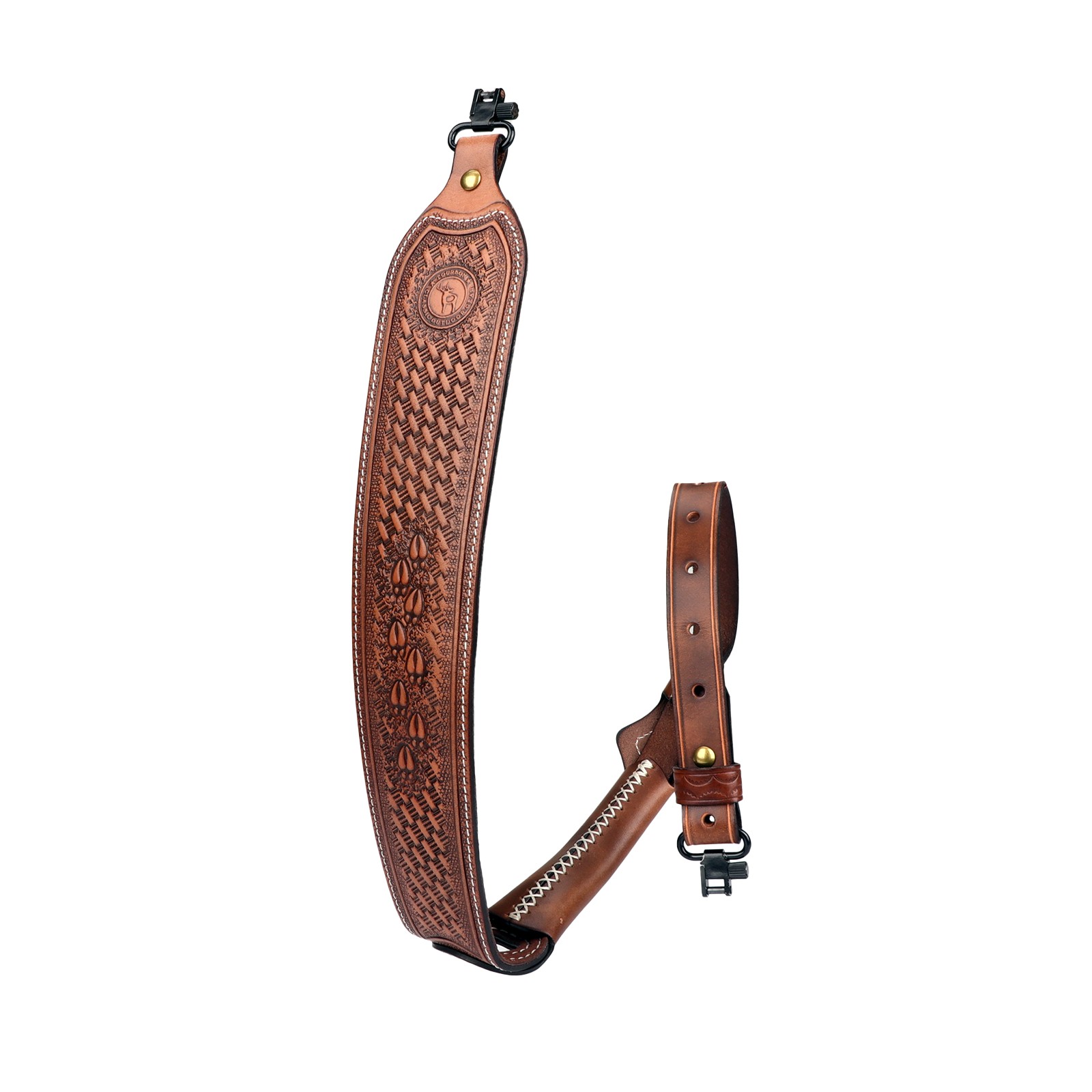 Tourbon Padded Leather Rifle Sling Gun Carry Strap Thumb Rest+ Mount Swivels Set